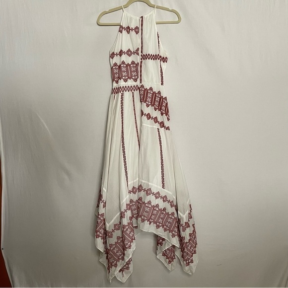 Joie Embroidered Boho Milanira Maxi Dress In Porcelain Handkerchief Hemline - Picture 14 of 16